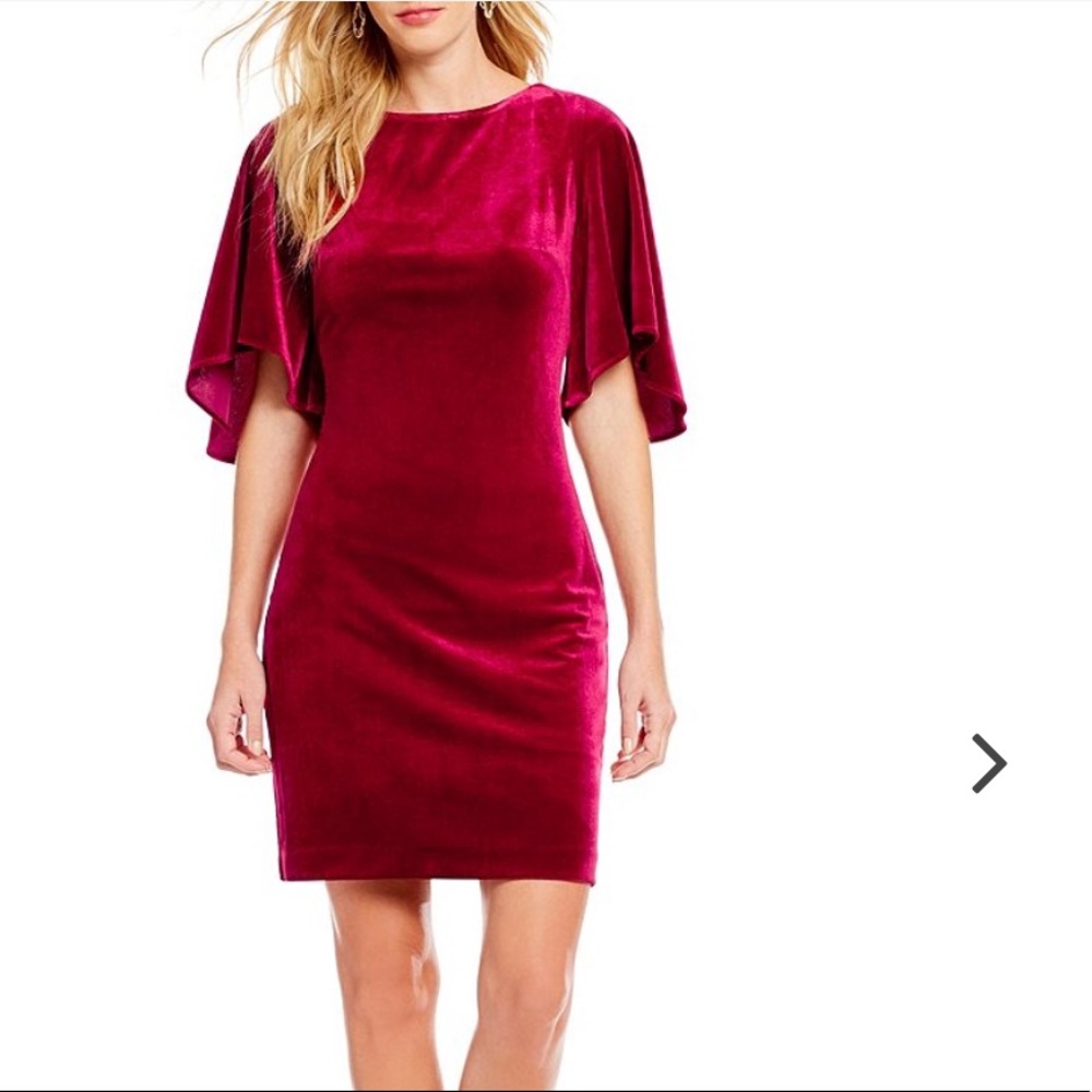 NWT‎ BADGLEY MISCHKA VELVET SHEATH DRESS RED Sz 10 & 12 COCKTAIL FORMAL PARTY